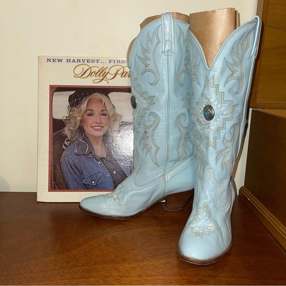 Dan Post Shoes - Baby blue cowgirl boots